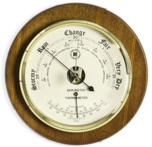 BAROMETER/THERMOMETER ON CHERRY 9&quot;