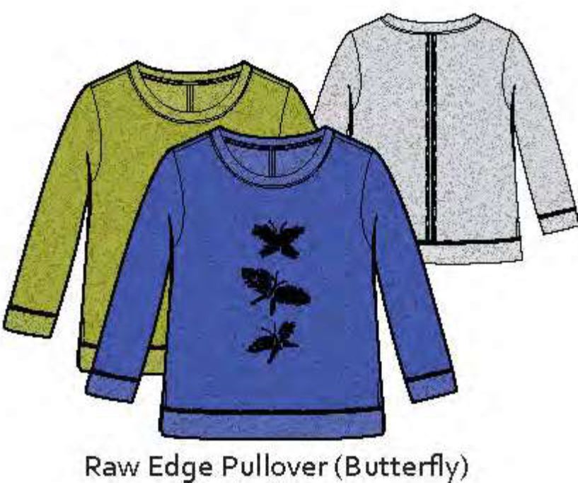 Raw Edge Pullover Butterfly