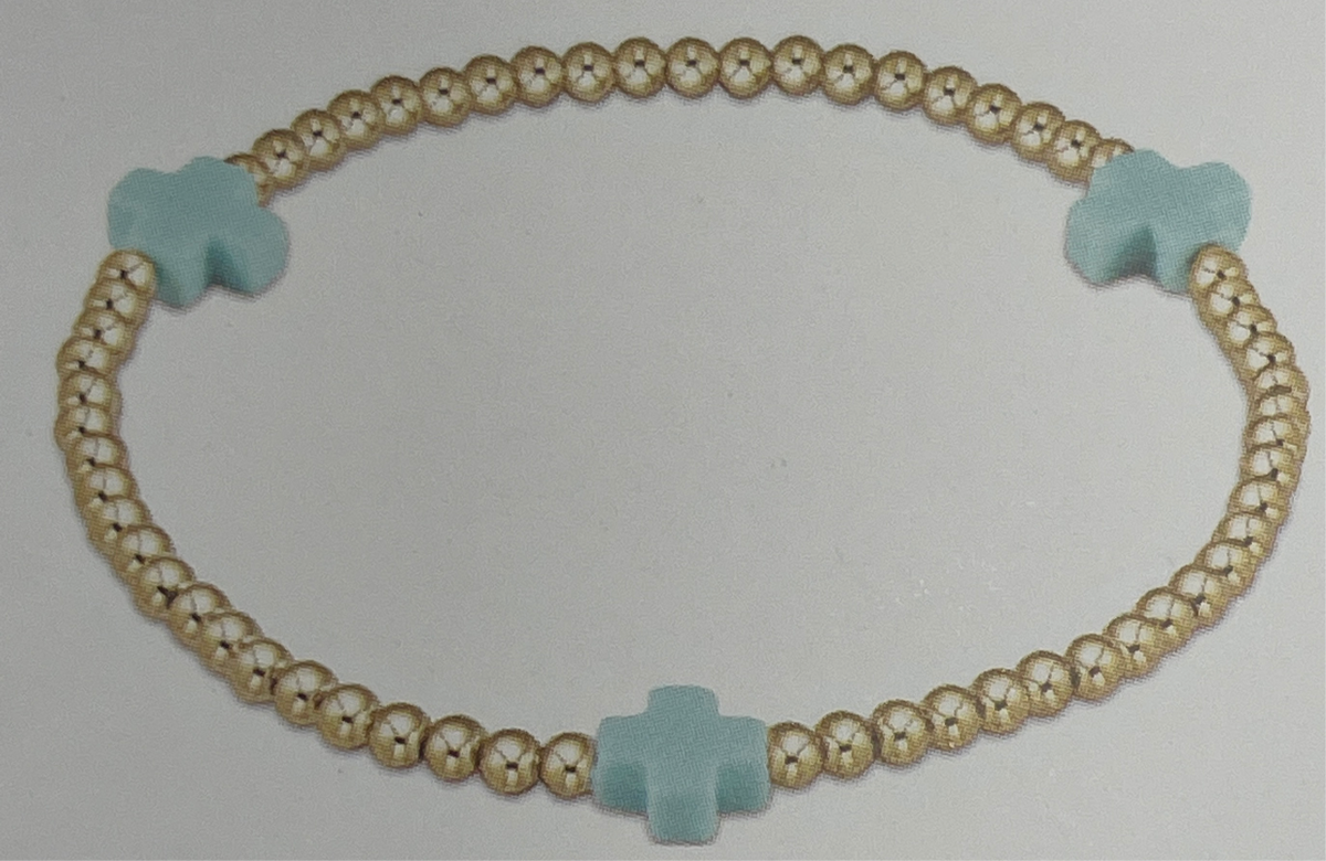 3mm Bead Signature Cross Gold Bracelet