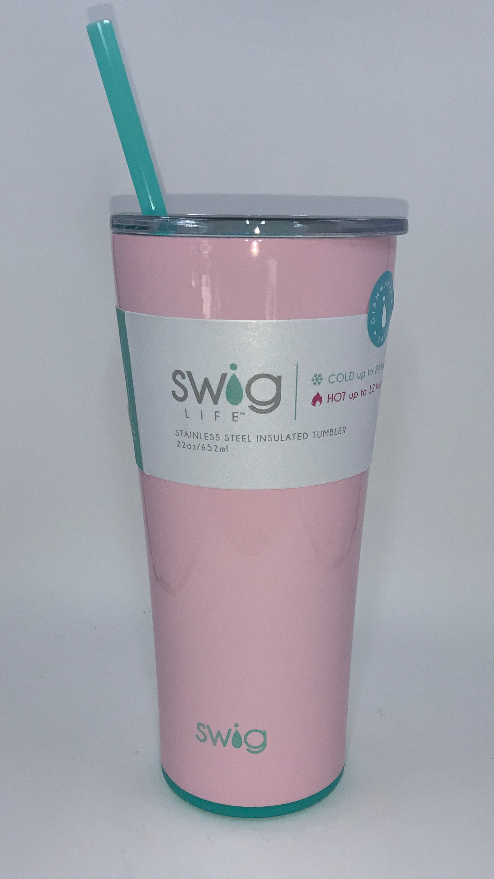 Swig Glossy Peony Pink & Turquoise Triple Insulated Hot/Cold