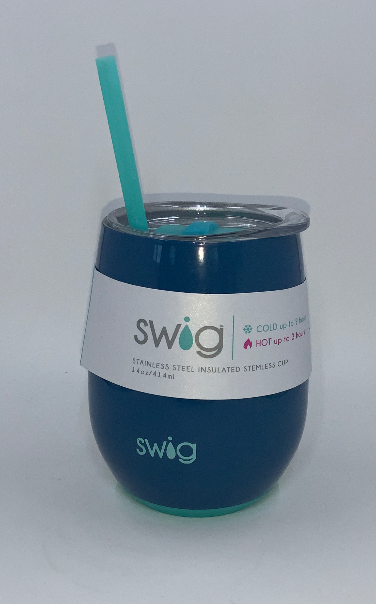 swig 14 oz stemless insulated wine cup with straw in copper patina